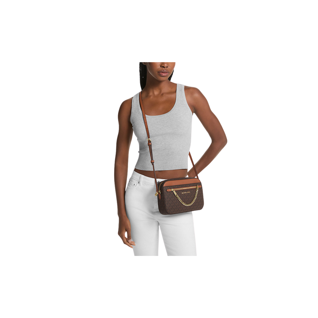 Michael Kors Jet Set Large Logo Crossbody Bag Brown