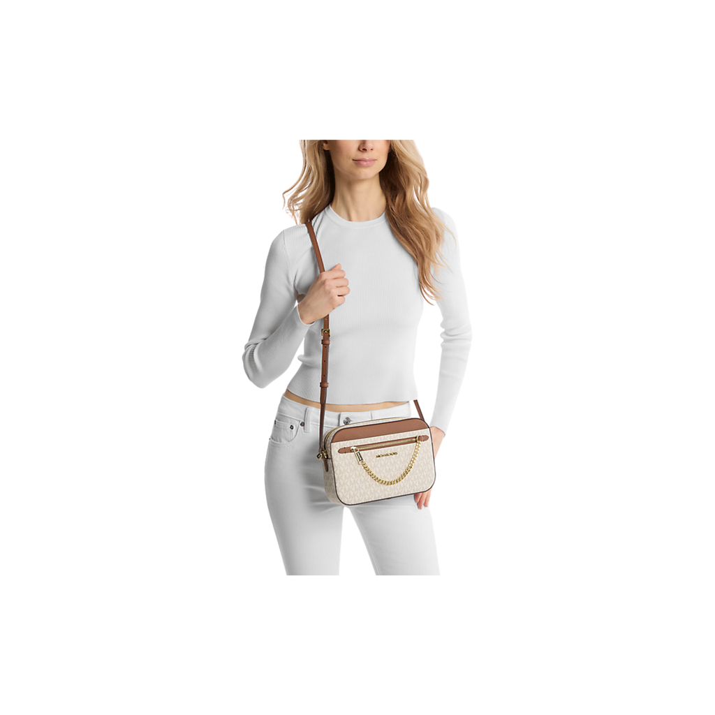 Michael Kors Jet Set Large Logo Crossbody Bag Vanilla