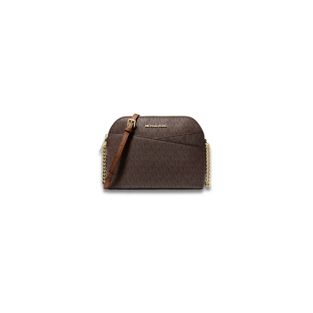 Michael Kors Jet Set Travel Dome Medium Logo Crossbody Bag Brown