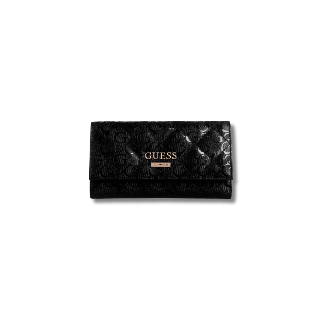 Guess Estonia Quilted Gshine Slim Clutch Wallet Black