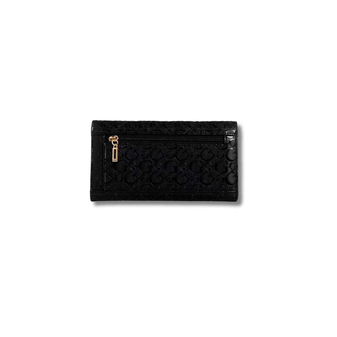 Guess Estonia Quilted Gshine Slim Clutch Wallet Black