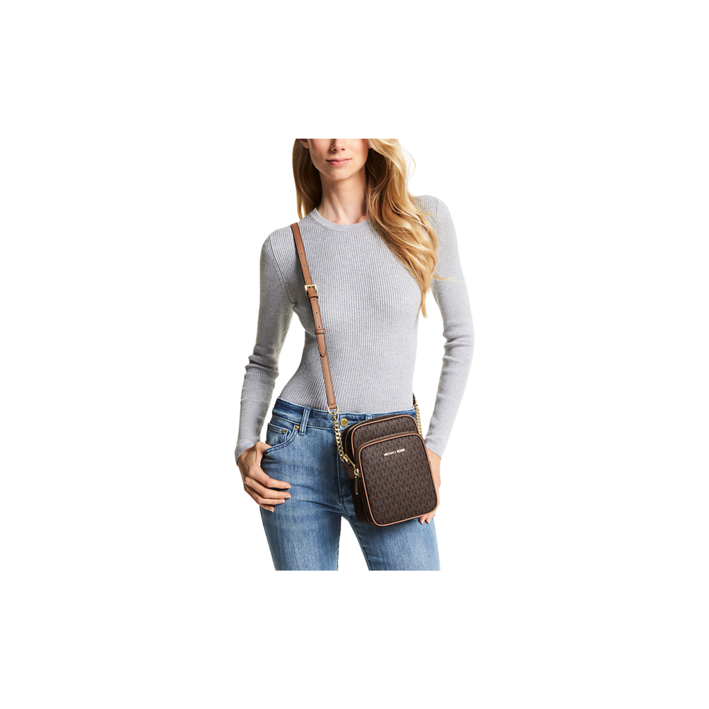 Michael Kors Jet Set Travel Medium Logo Crossbody Bag Brown