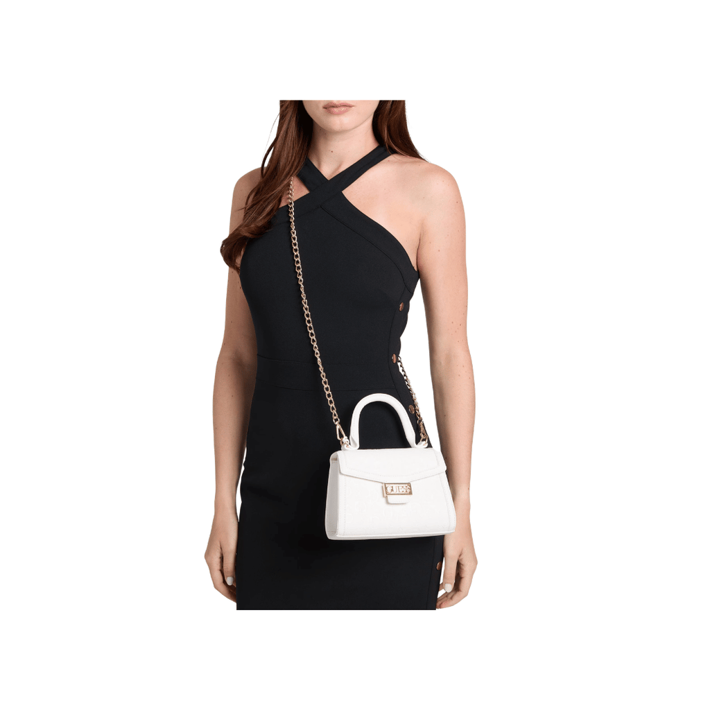GUESS Sabrina Top-Handle Mini Bag White